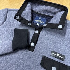 Simply Southern Quilted‎ Snap Neck Gray Pullover Women's Size M Preppy Southern